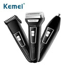 Barbeador Profissional 3 em 1 Tecnologia e Precisão - KEMEI
