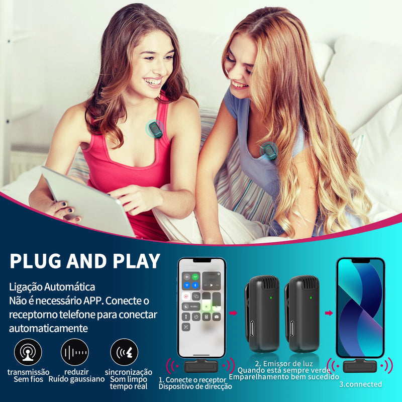Ulanzi J12 Pro™ – Microfone de Lapela Sem Fio