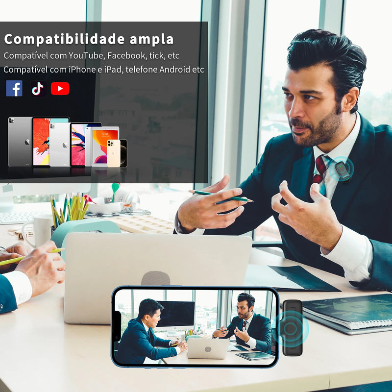 Ulanzi J12 Pro™ – Microfone de Lapela Sem Fio