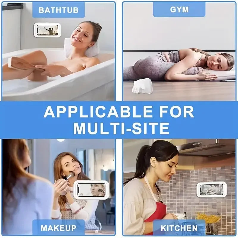 Suporte de Celular à Prova d’Água com Rotação 360° — Use no Banho, Cozinha ou Onde Quiser!