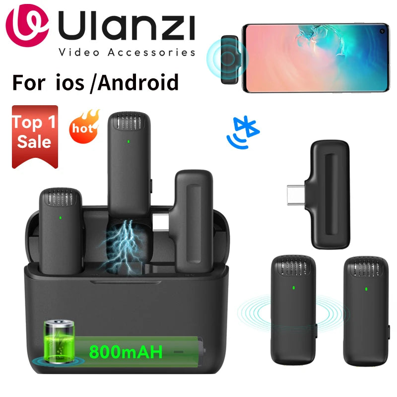 Ulanzi J12 Pro™ – Microfone de Lapela Sem Fio